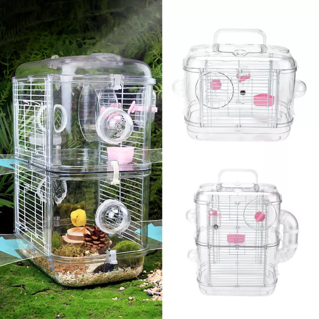 Large 1/2 Tier Clear Hamster Gerbil Mouse Small Pet Cage Transparent Home