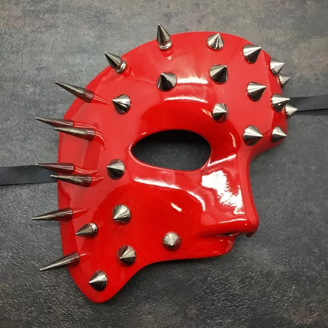 Spiked Red Half Men's Phantom Mask Halloween Unisex Masquerade Mask