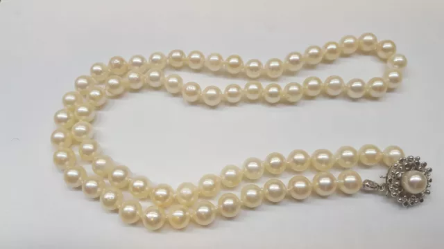 Perlenkette Perlencollier 585er Gold Verschluss Akoya Perle Collier 14 Karat