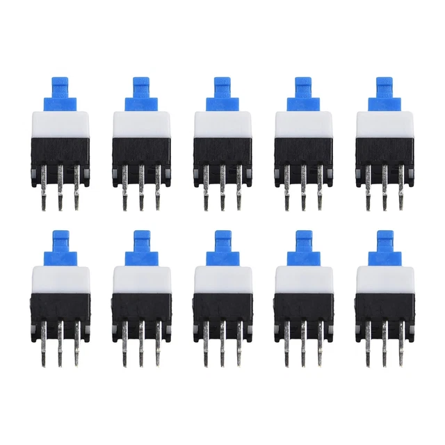DIFFERENT PIN SIZES Self Locking Push Tactile Button Switches Set of 10 ...