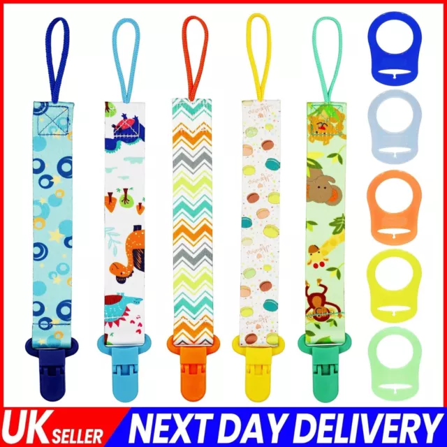 10X Dummy Clips Baby Boy Girl Soother Chain Holder Strap Pacifier BPA Free, UK