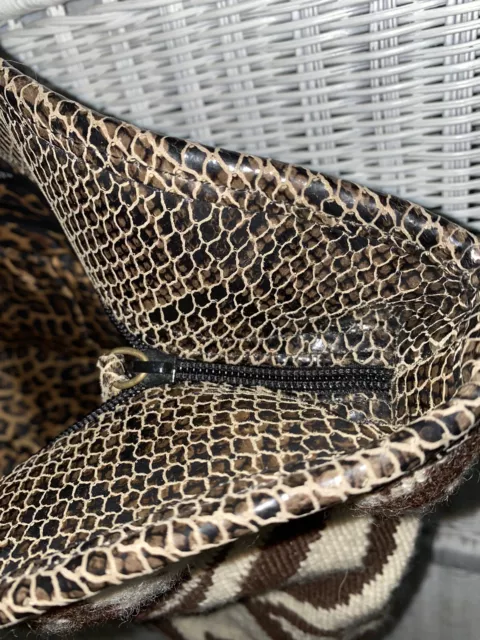Clever Carriage Co handbag Tote Bag Zebra Leopard Upholstery Croc Embossed Brown 4