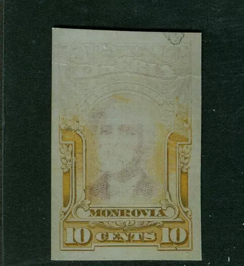 Liberia 1903, 10c Monrovia registration, trial color proof on thin card RR #F13