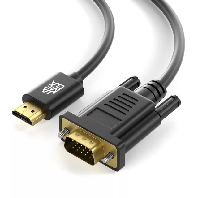 1,5m HDMI zu VGA Adapter-Kabel D-Sub 15 Pin 1080P Beamer Computer Monitor Laptop