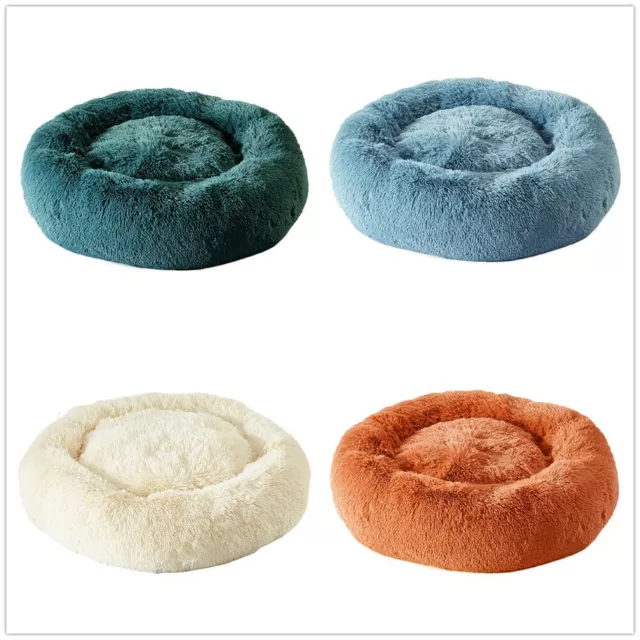 Donut Plush Pet Dog Cat Bed Fluffy Soft Warm Calming Bed Sleeping Kennel Nest