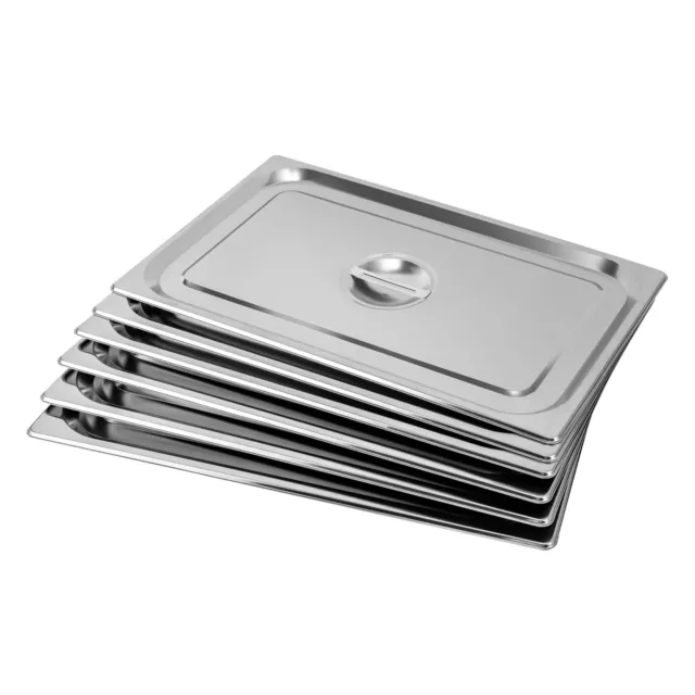 6-Pack Stainless Steel Lids Steam Prep Table Commercial Catering Lid US
