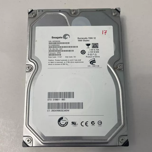 Seagate Barracuda 1TB 7200RPM ST3100528AS HDD 32MB SATA3 3.5" Hard Drive