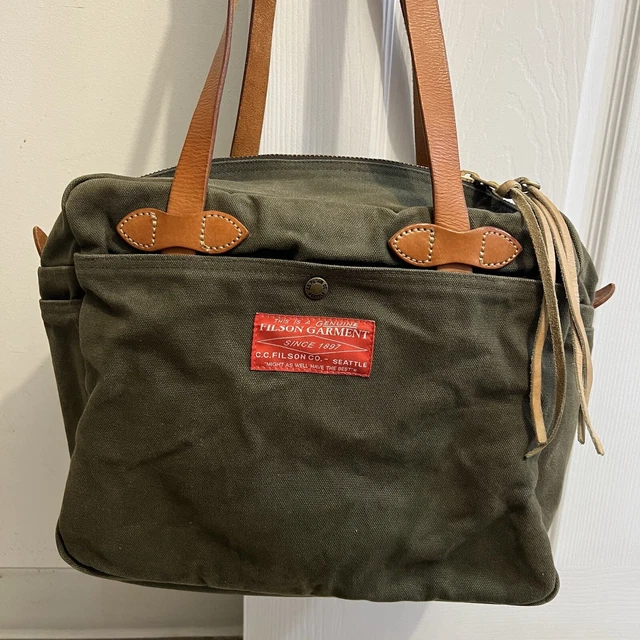 USA Rare Olive Filson Nanamica Red Label Blue Twill Tote Bag Zip Zipper Leather