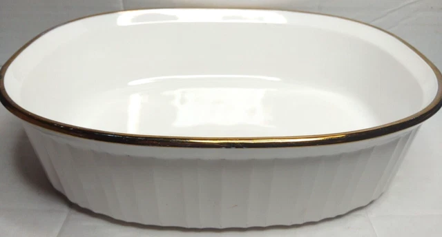 CORNING WARE FRENCH White Gold Rim Oval Casserole Dish [F-12