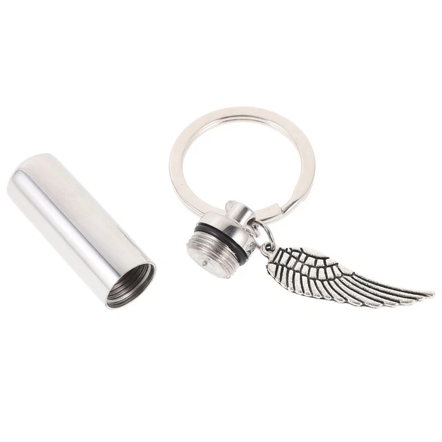 Leash Wing Collana Urna Per Ceneri In Acciaio Inox - Motivo Ala D'angelo Con Croce, Colore Argento, Ricordo Cremazione Death Spiritual Healing