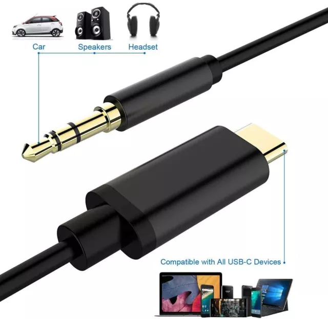 Cable Type C Vers AUX Audio Jack Adaptateur USB C Mâle à 3.5mm Câble 1m