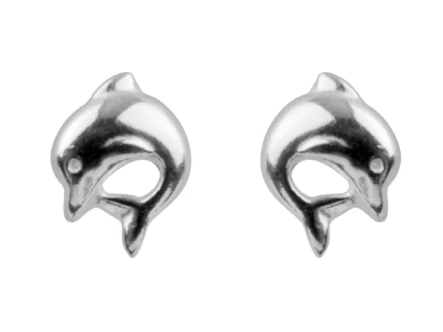 New 925 Solid  Sterling Silver Dolphin Ear    stud earrings