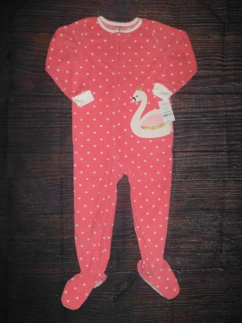 NWT Carters Swan Toddler Girls Footed Fleece Pajamas Sleeper 4T
