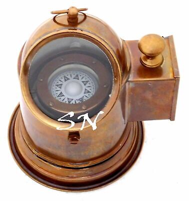 Binnacle Boat Compass Solid Brass Nautical Ship Compas Antique Gimbal Home Decor