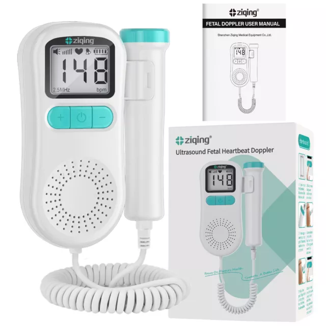 Detector Doppler fetal bebé sonda de ritmo cardíaco monitor prenatal ultrasónico 2