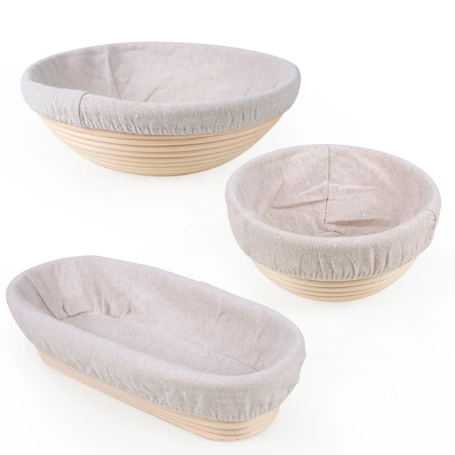 Cestini Per Lievitazione Pane - 3 Pezzi In Lino Naturale - Copertura Per Impasto, Ideale Per Panetteria Casalinga - Foto 12