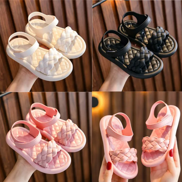 Girls Flower Flat Sandals Summer Toddler Baby Kids Holiday Princess Shoes Size
