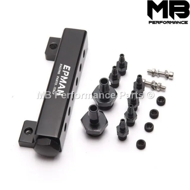 Stealth Vacuum Manifold BLACK For Boost Gauge, FPR, Dump Valve etc 6 Port