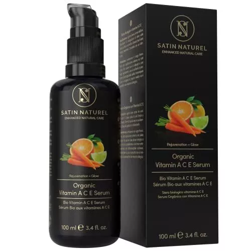 Serum Visage Vitamine C A E,100ml, aloe vera, acide hyaluroniqu - Satin Naturel