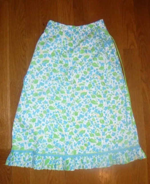 VINTAGE Lilly Pulitzer THE LILLY Blue Green A-Line Size 8 Skirt Palm Beach Chic