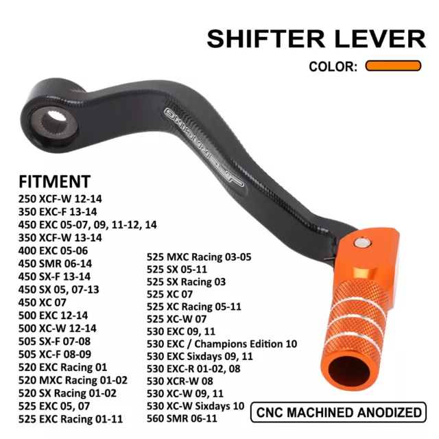 Gear Shift Lever Aluminum CNC For SX XC XCW SXF XCFW EXC MXC XCF 250-560 Orange