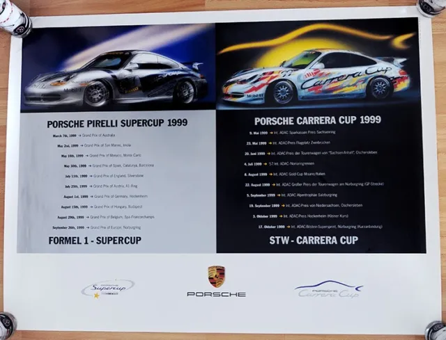 original Plakat Poster Porsche 911 Porsche 996 Pirelli Super  + Carrera Cup 1999