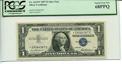 FR 1619* STAR 1957 $1 Star Silver Certificate 68 PPQ SUPERB GEM NEW