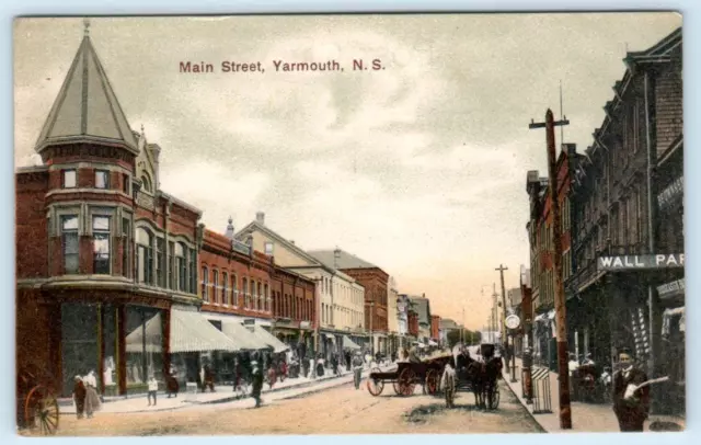 YARMOUTH, Nova Scotia Canada ~ MAIN STREET SCENE c1910s  Postcard