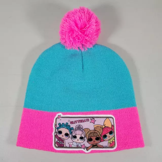LOL SURPRISE GIRLS Beanie Winter Hat Pink Blue Logo Knit Pom Pom OS ...