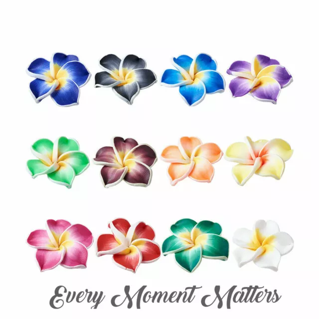 20 x POLYMER CLAY FLOWERS BEADS 15mm FLAT BACK Cabochons Mixed or Choose Colour