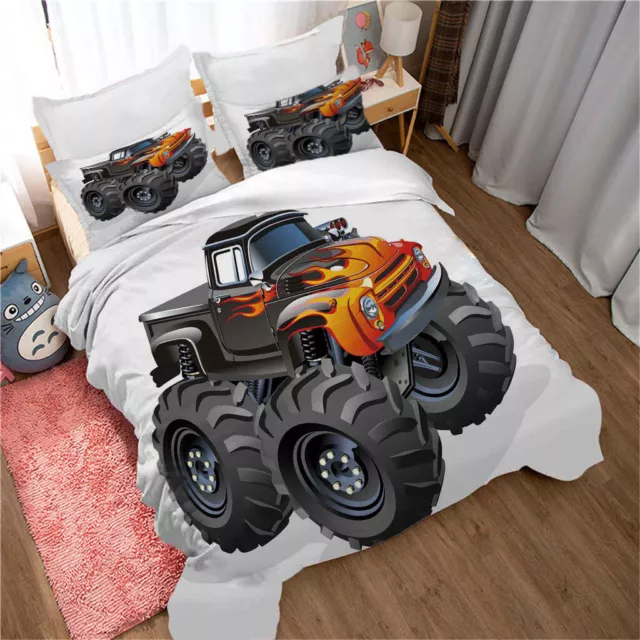 Monster Truck Bedding Set Duvet Cover and Pillowcase Fans Gift Single Double 2