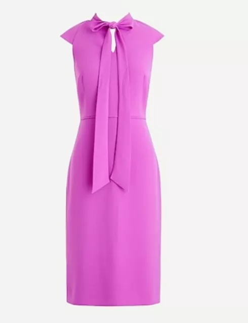 NEW Womens JCREW Dress Size 12, Large, Purple Tie Neck, Form Fitting Dress