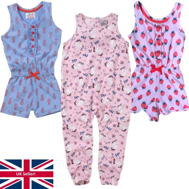 Girls Playsuits Jumpsuits Short Long Cotton Summer Holidays 2-7 Just Essentials