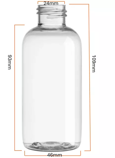 4 oz PET clear Boston Round Bottle with 24/410 neck finish,12/pack, without caps