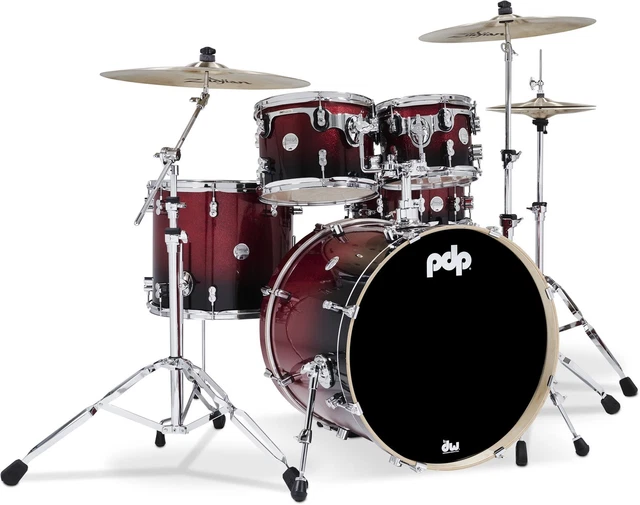 PDP Concept Maple Shell Pack - 5-piece - Red To Black Sparkle Fade PDP Concept Maple Shell Pack - 5-piece - Red To Black Sparkle Fade