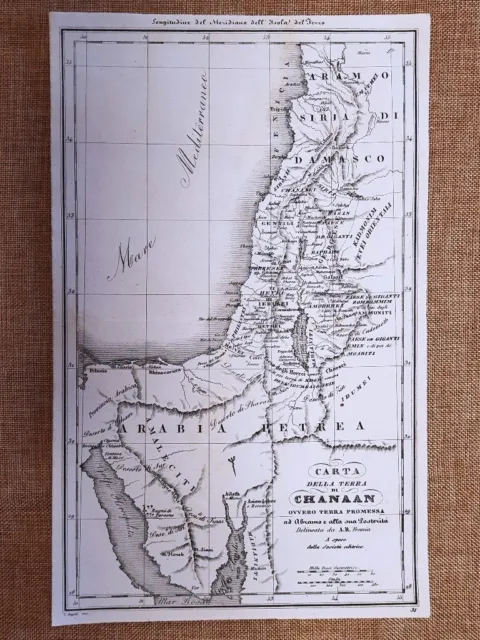 Carta geografica o mappa Terra di Chanaan o Terra promessa Fremin Anno 1832