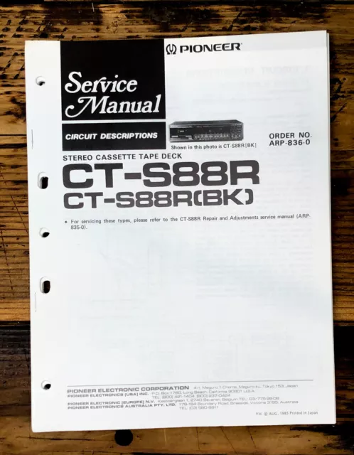Pioneer CT-S88R Cassette Service Manual *Original* #1