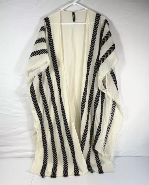 Torrid Kaftan Women's One Size Wrap Striped Beige Chic Winter Viscose Cotton