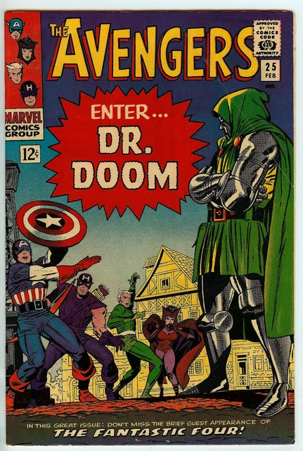Avengers #25 5.5 // Fantastic Four + Doctor Doom Appearance Marvel 1966
