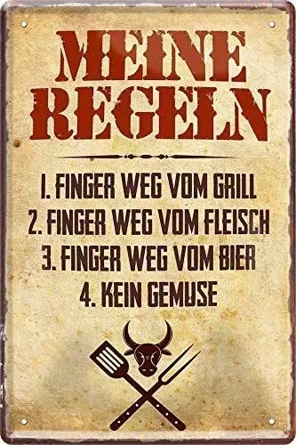 Blechschild Lustiger Spruch “Meine Regeln" Deko Schild 20x30cm