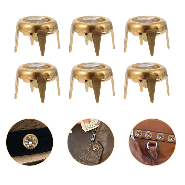 50 Pcs Four Claw Drill Nail Metal Studs Jacket Crystal Rivets Round Head