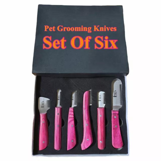 Pet Grooming Stripping Knives Grooming Combs For CAT, DOG Right Hand Set of Six 2