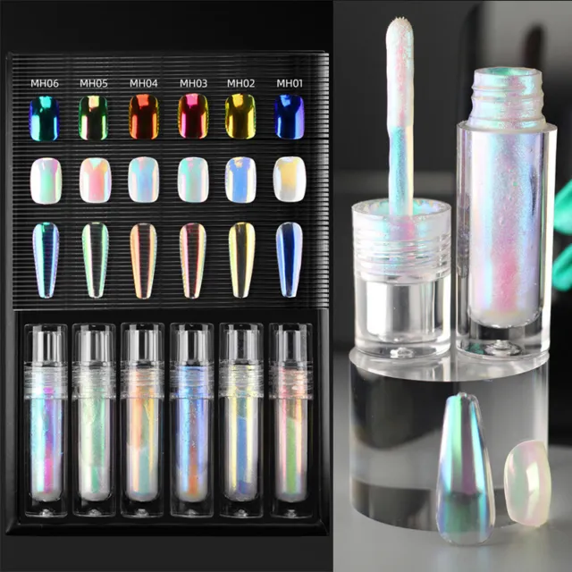 Liquid Mirror Chrome Powder With Brush Nail Art Glitter UV Gel Nail Polish *