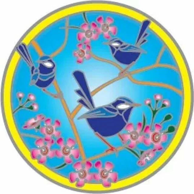 Blue Wren Sunseal Window Sticker Decal Stained Glass Car Bumper Door Art