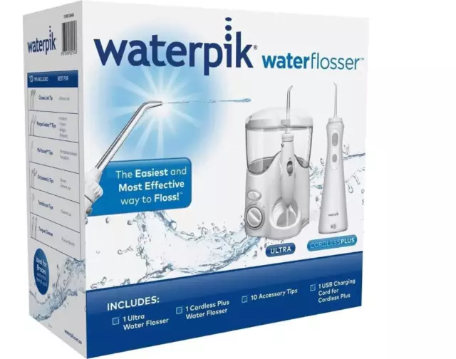 Waterpik Water Flosser Ultra & Cordless Plus Waterflosser Pack +10 Accessory Tip