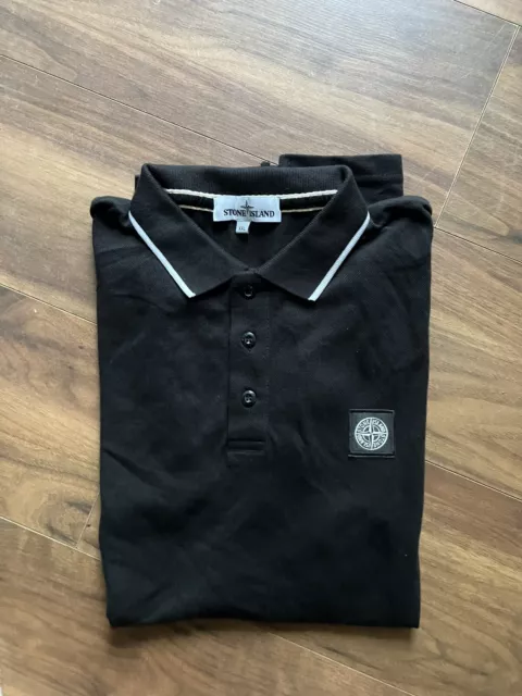 Mens black Stone Island polo t shirt size xxl size 2xl