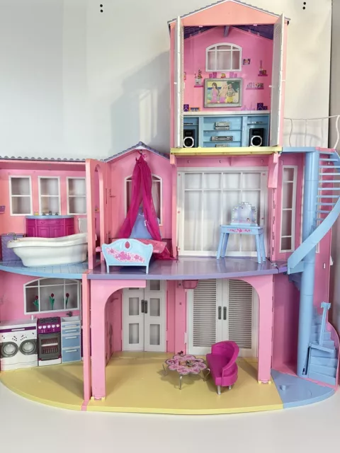 Barbie 3 Story Dream House 2007 Mattel Foldable Fully Working Original Furniture