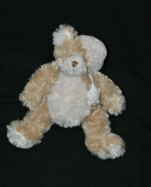Peluche doudou ours LOUISE MANSEN blanc beige bonnet étoile 23 cm assis NEUF