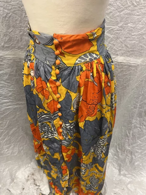 Rare Vintage 50s 60s Cole of California Saks Fifth Orange & Blue Floral Maxi ... 2