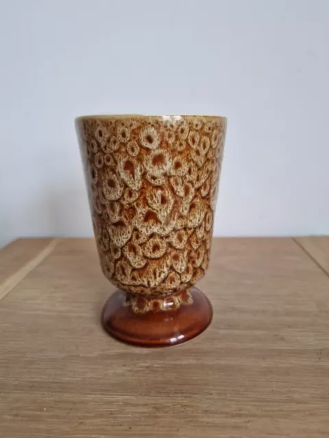 Devon Pottery, Honeycomb Mottled Brown Drip Glazed Conical Vase, 1960s 70s